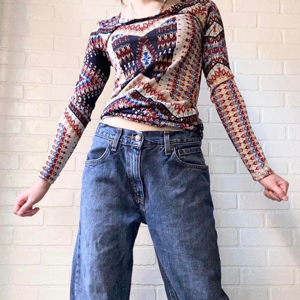 psychedelic grunge multicolored long sleeved top.